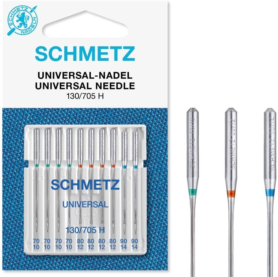 Schmetz Sewing Machine Needles – Universal Assorted Sizes 70–100 (Pack of 10)