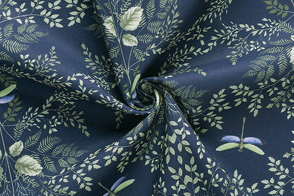 Green Gütermann Natural Beauty 100% Cotton Dragonfly and Fern Print Cotton Fabric - JAC’s Fabrics and Crafts