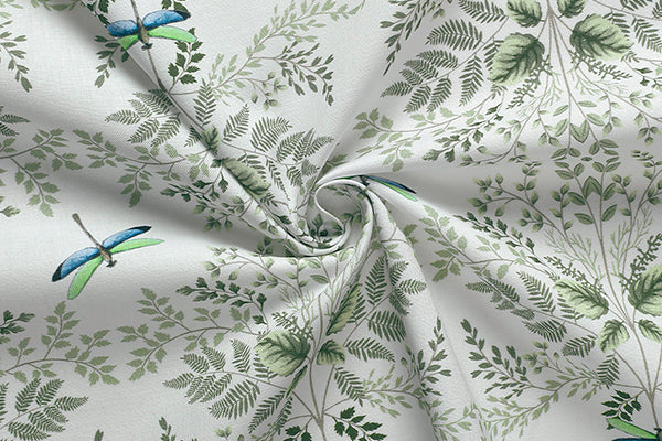 Green Gütermann Natural Beauty 100% Cotton Dragonfly and Fern Print Cotton Fabric - JAC’s Fabrics and Crafts