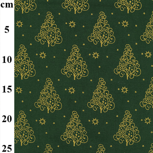 Christmas Blender Cotton – Green with Metallic Foil Print (110cm Wide)