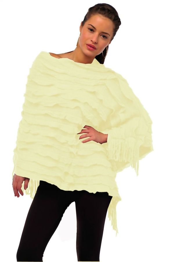Asymmetric Tassel Ruffle Knit Poncho – Multiple Colours