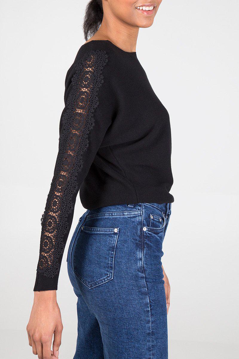 QED London Crotchet Sleeve Jumper - JAC’s Fabrics and Crafts