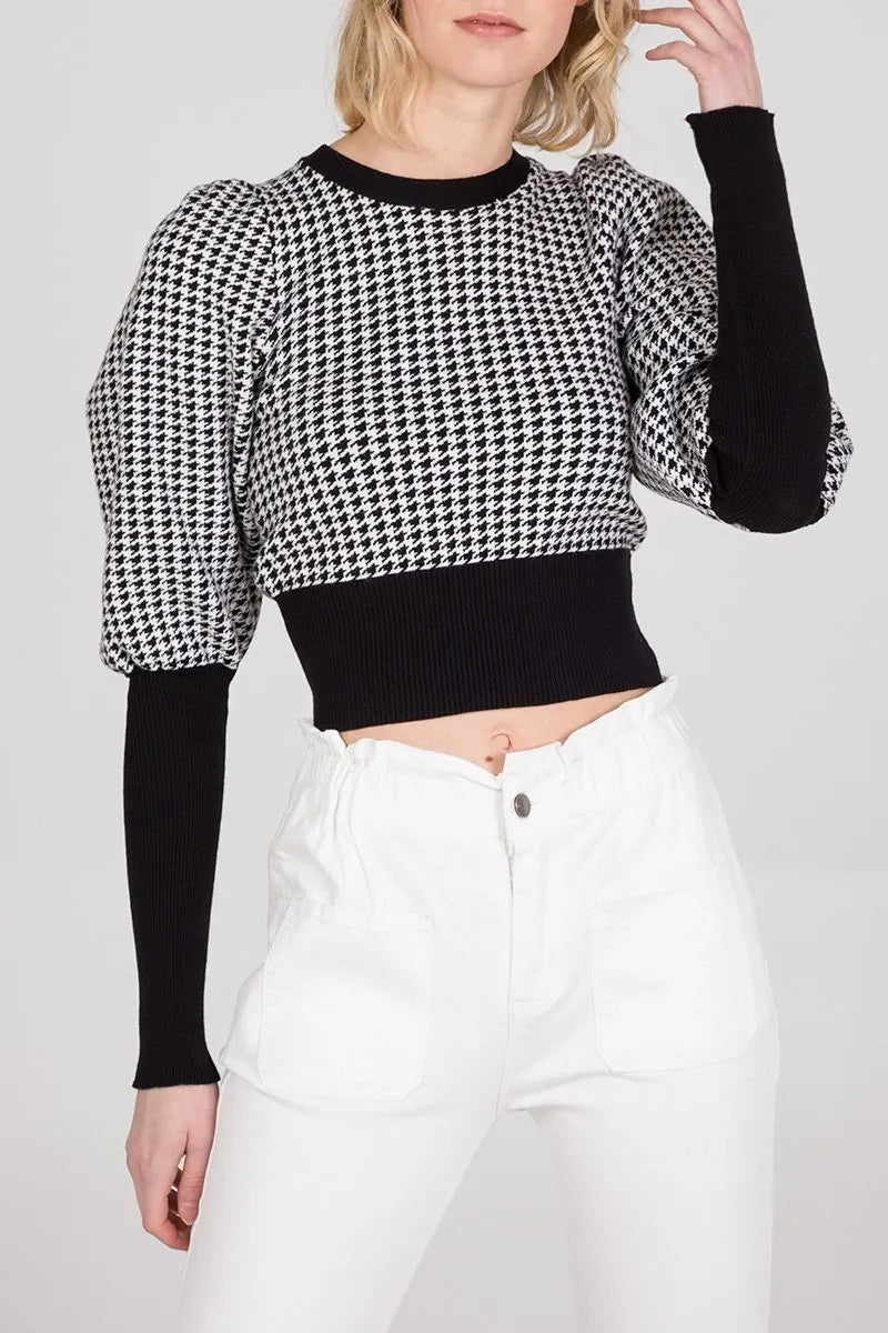 QED London Dogtooth Crop Jumper - JAC’s Fabrics and Crafts