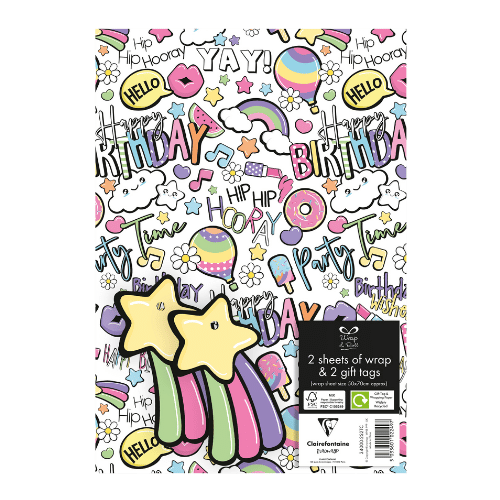 Hip Hip Hooray Gift Wrap – 2 Sheets & Tags