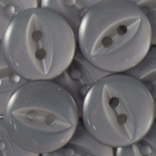 14MM 2 Hole Fish Eye Buttons – Grey (100 in a tube)