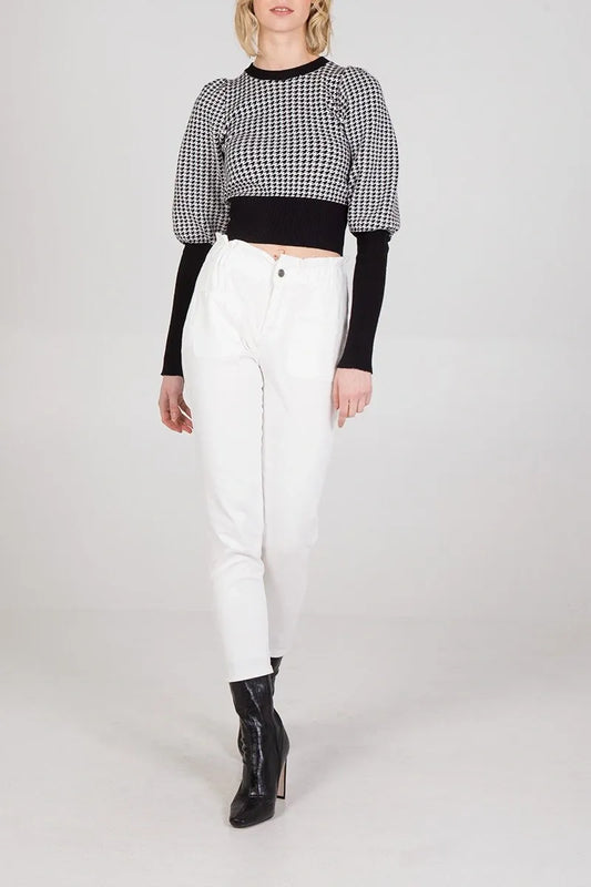 QED London Dogtooth Crop Jumper - JAC’s Fabrics and Crafts
