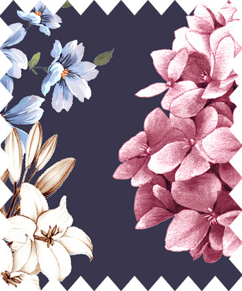 Gütermann Blue Floral Blueberry Printed Fabric - JAC’s Fabrics and Crafts