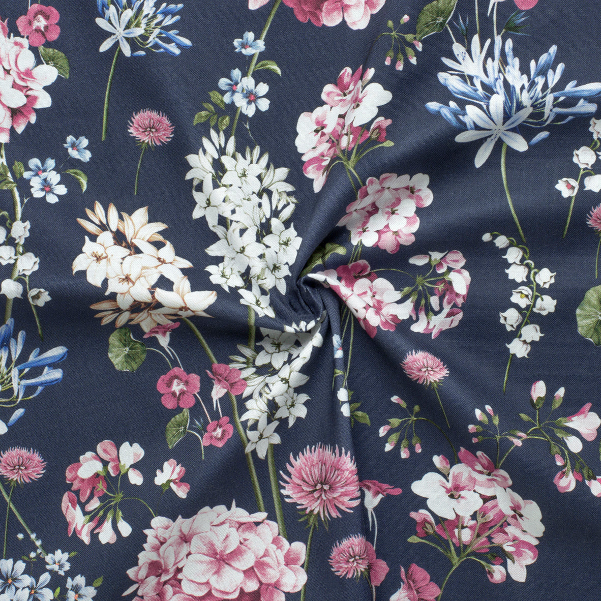 Gütermann Blue Floral Blueberry Printed Fabric - JAC’s Fabrics and Crafts