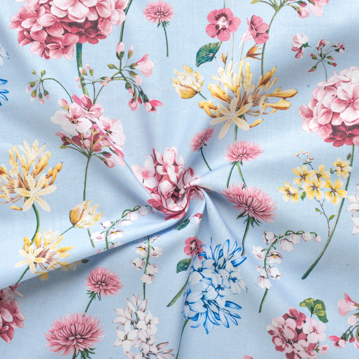 Gütermann Blue Floral Blueberry Printed Fabric - JAC’s Fabrics and Crafts