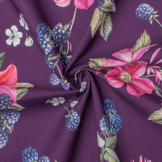 Gütermann Purple Floral Blueberry Printed Fabric - JAC’s Fabrics and Crafts