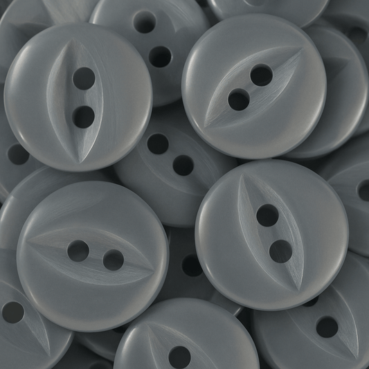 14MM 2 Hole Fish Eye Buttons – Grey (100 in a tube)