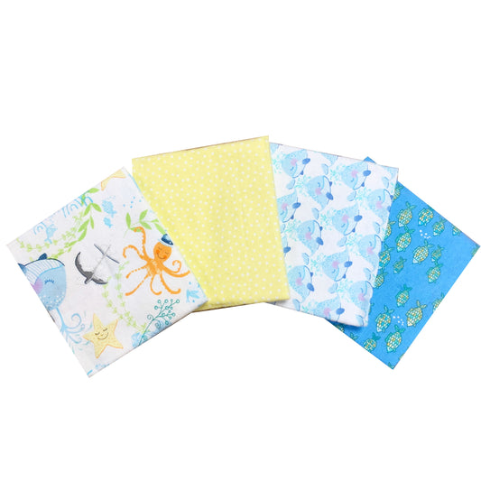 4 Pieces 100% Cotton Flannel Fat Quarters - At Sea - JAC’s Fabrics and Crafts