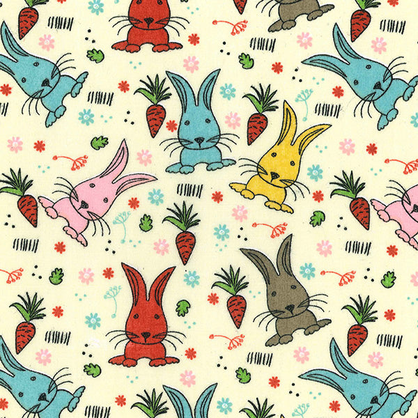 Cream Polycotton Bunnies Prints - JAC’s Fabrics and Crafts