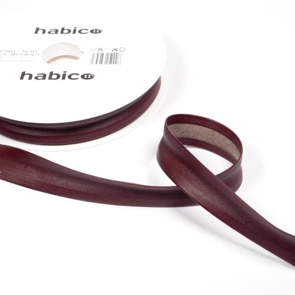25MM IMITATION LEATHER BIAS 1M 430 Burgundy (per metre) - JAC’s Fabrics and Crafts