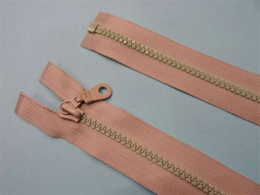 Fawn with LIGHT GREEN TEETH plastic chunky open end zips 61cm / 24 inch - JAC’s Fabrics and Crafts