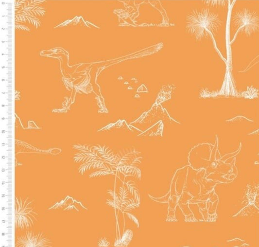 44" The Craft Cotton Age of The Dinosaur Outlines Cotton Fabric by The Natural History Museum Per Metre - JAC’s Fabrics and Crafts