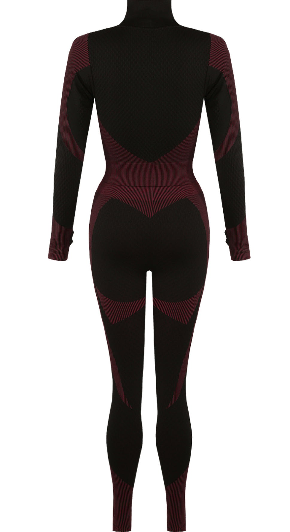 Textured Two-Piece Gym Set – Wine