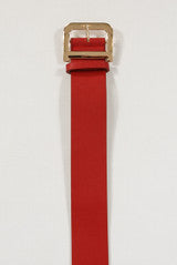 Faux Leather Belt – Red D Buckle