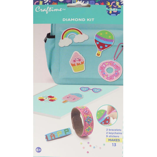 Craftime™ Diamond Art Kit – Make Stickers, Bracelets & Keychains