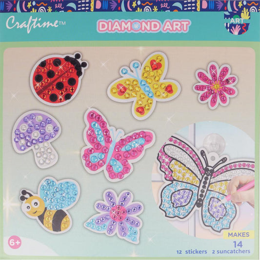 Craftime™ Diamond Art Kit – Butterflies & Bugs (14 Pieces)