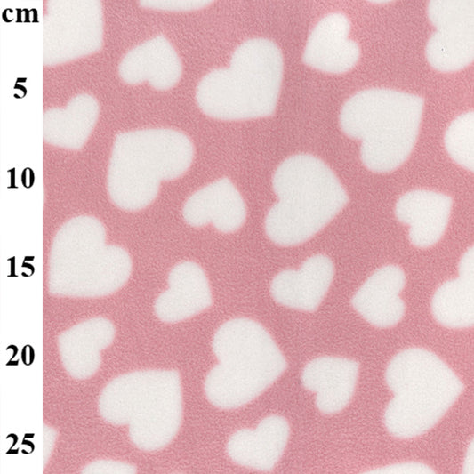 Pink Heart Print Antipill Fleece Fabric - 150cm Wide (Sold Per Metre) - JAC’s Fabrics and Crafts