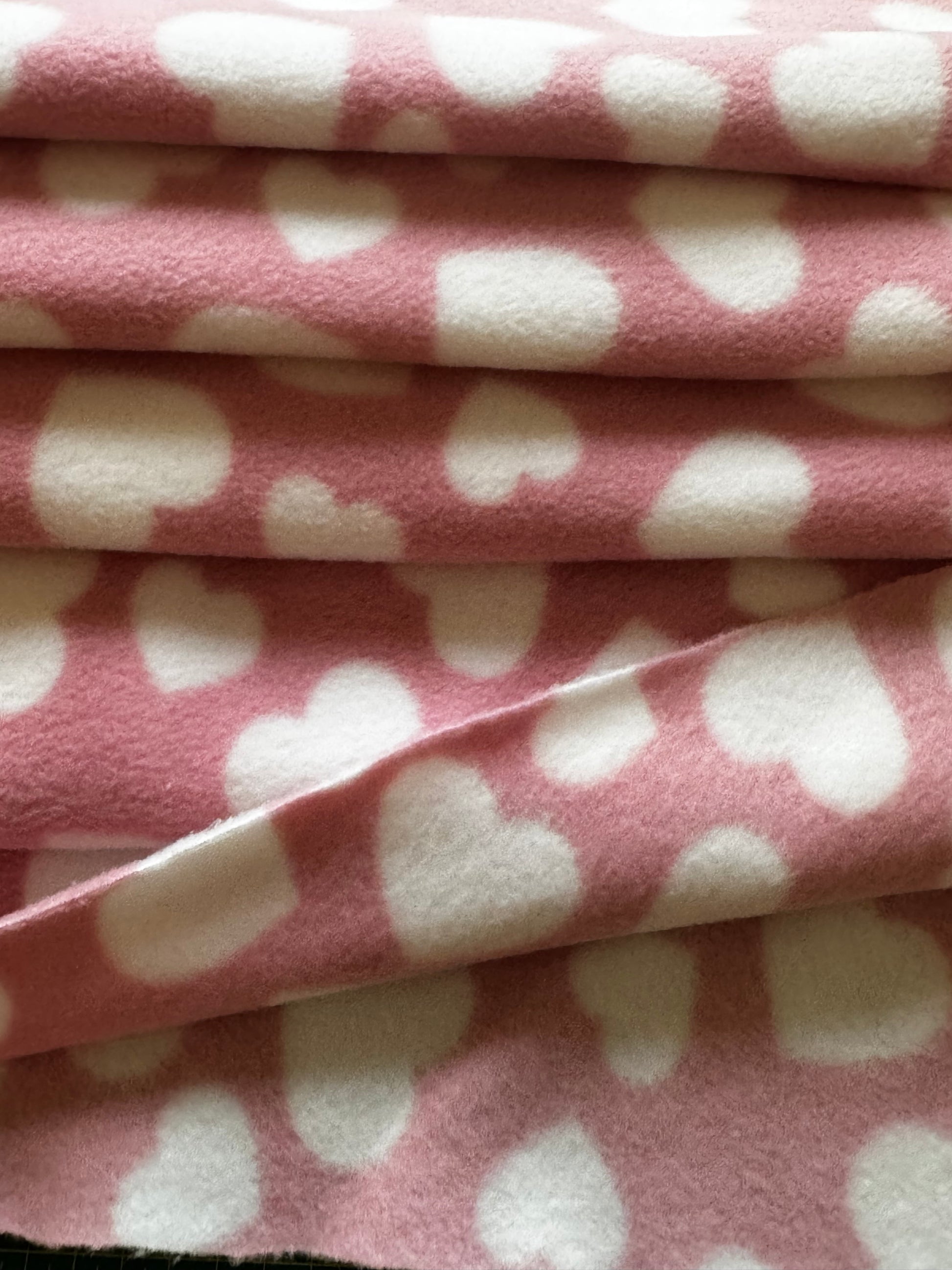 Pink Heart Print Antipill Fleece Fabric - 150cm Wide (Sold Per Metre) - JAC’s Fabrics and Crafts