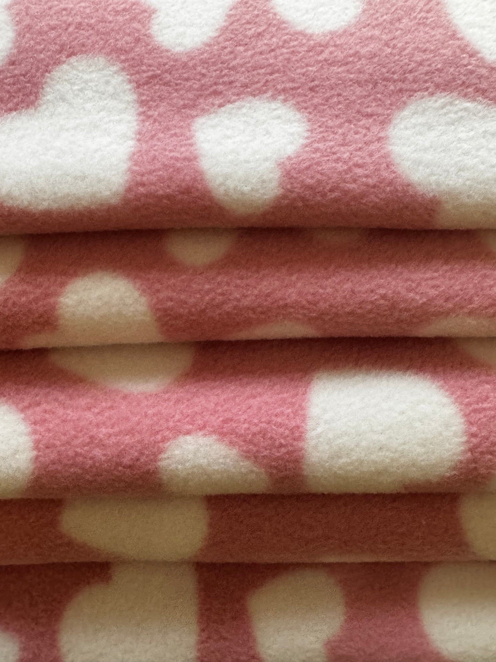 Pink Heart Print Antipill Fleece Fabric - 150cm Wide (Sold Per Metre) - JAC’s Fabrics and Crafts