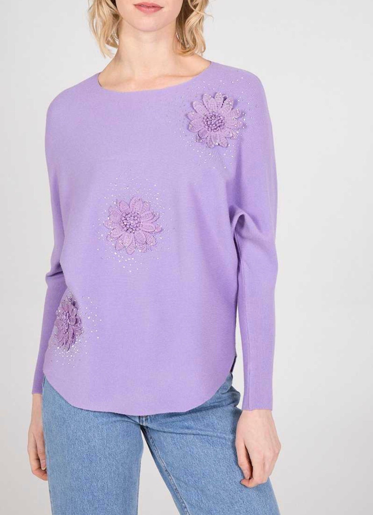 Flower diamante diagonal top Womenswear Viscose Nylon Polyester Comfort Comfortable Everyday - JAC’s Fabrics and Crafts