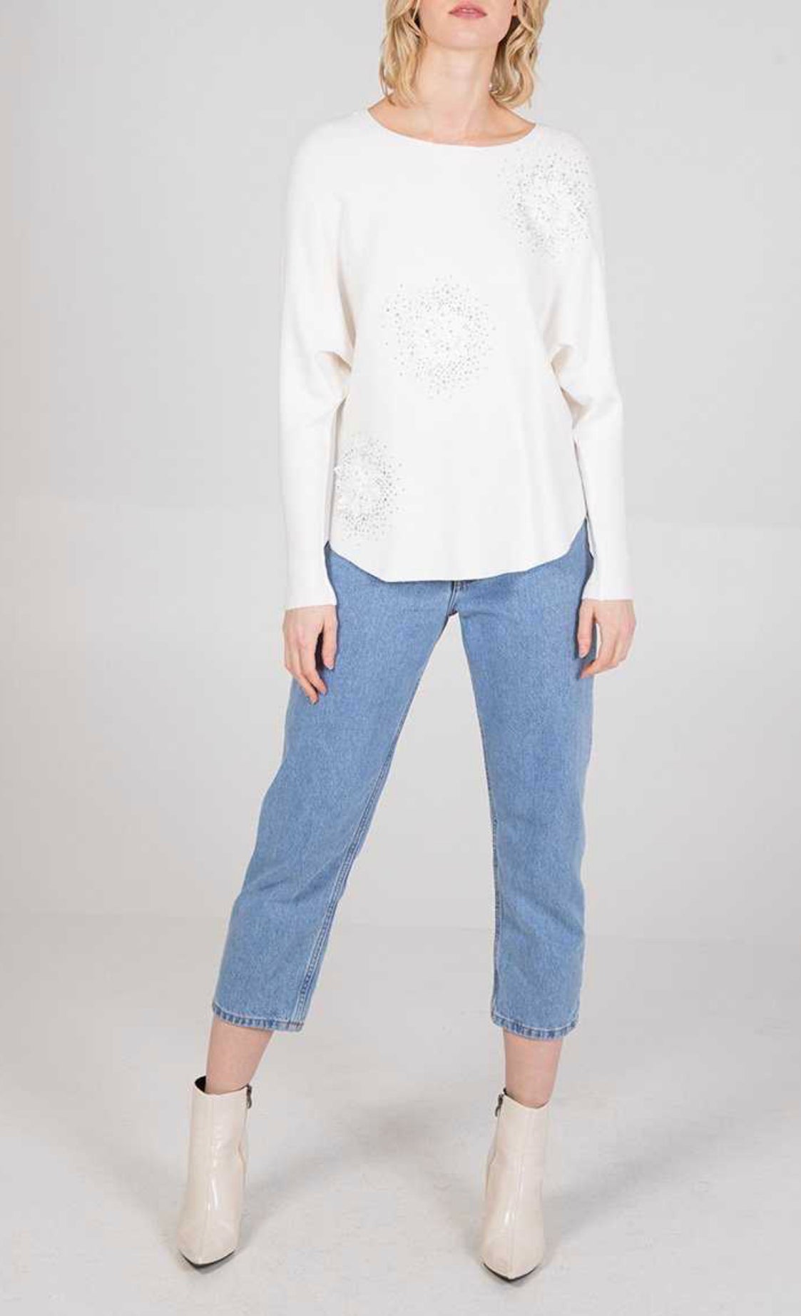 Flower diamante diagonal top Womenswear Viscose Nylon Polyester Comfort Comfortable Everyday - JAC’s Fabrics and Crafts