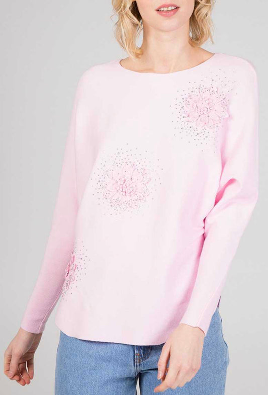 Flower diamante diagonal top Womenswear Viscose Nylon Polyester Comfort Comfortable Everyday - JAC’s Fabrics and Crafts