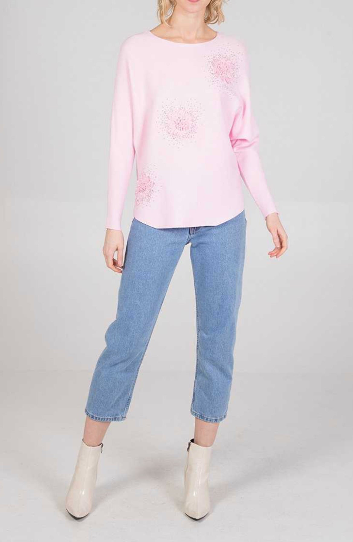 Flower diamante diagonal top Womenswear Viscose Nylon Polyester Comfort Comfortable Everyday - JAC’s Fabrics and Crafts