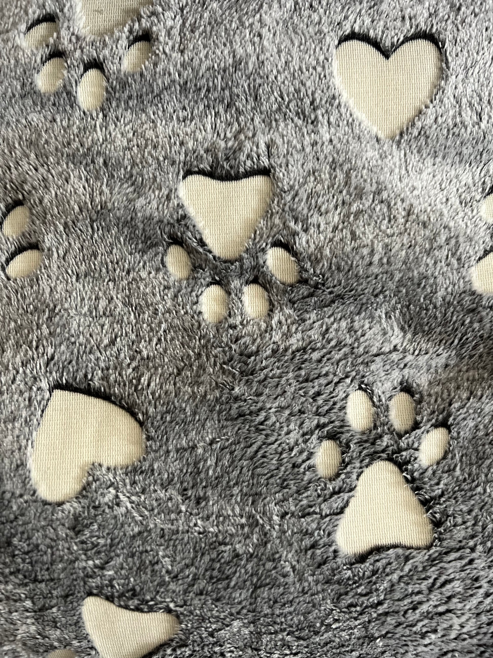Soft Grey Glow-in-the-Dark Paw & Heart Print Fleece Fabric – Sold Per Metre - JAC’s Fabrics and Crafts