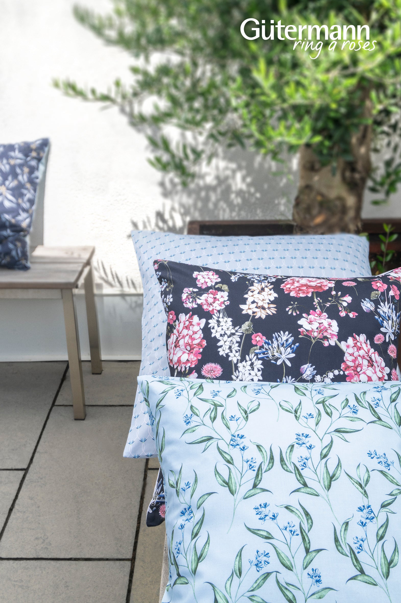 Gütermann Blue Floral Blueberry Printed Fabric - JAC’s Fabrics and Crafts