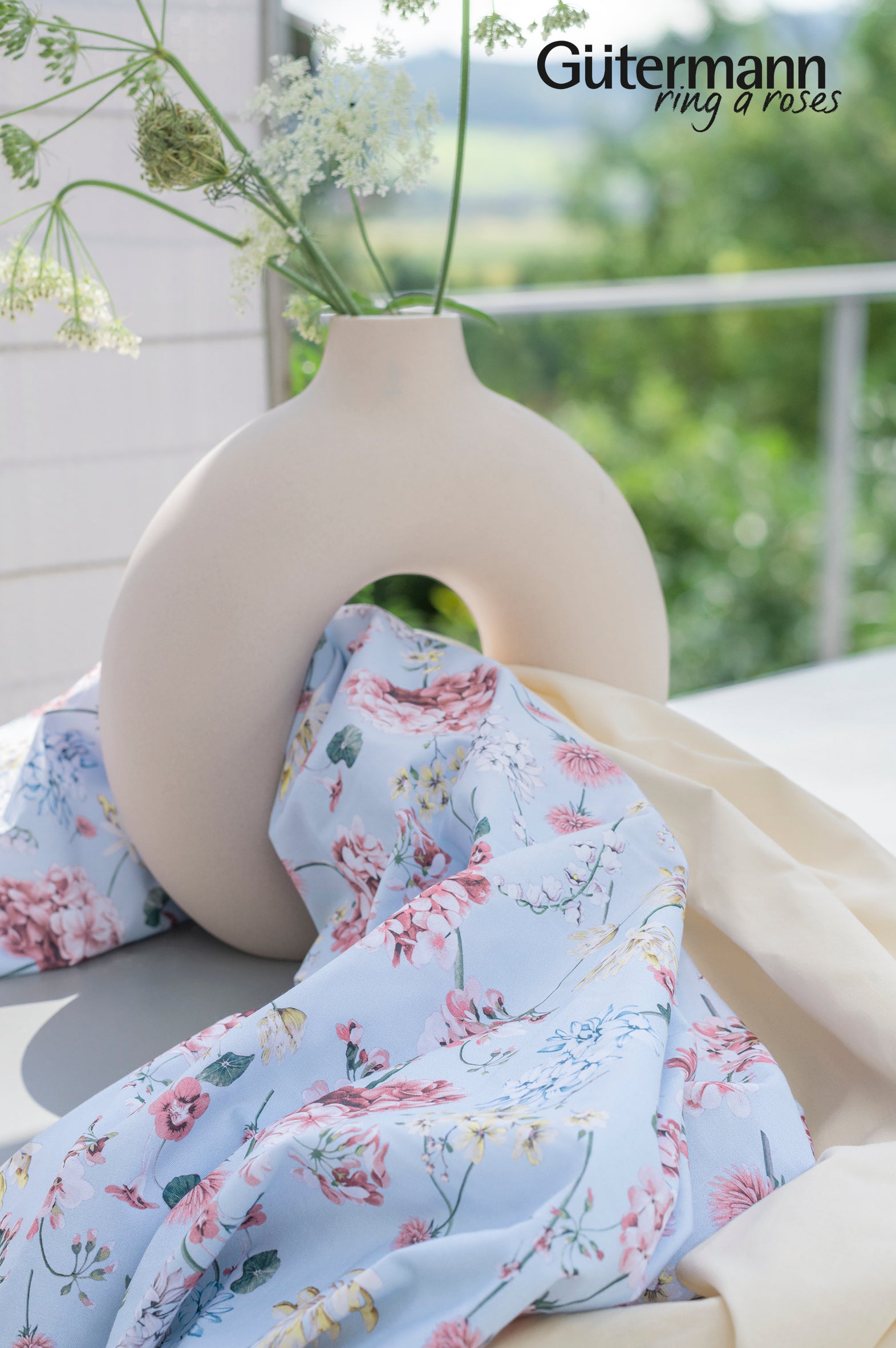 Gütermann Blue Floral Blueberry Printed Fabric - JAC’s Fabrics and Crafts